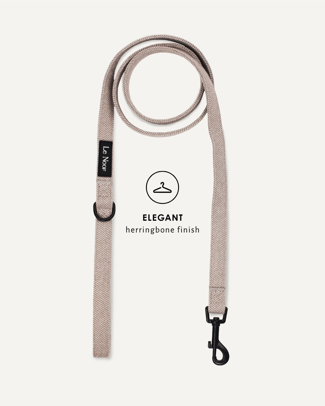 Beige herringbone dog leash, Le Noof