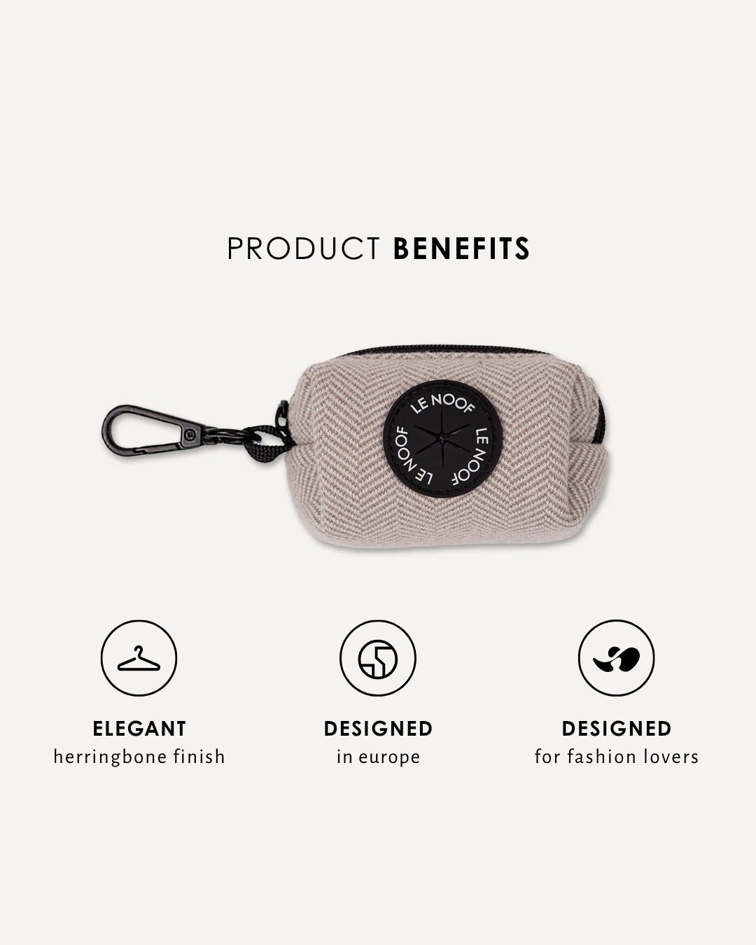 Beige herringbone poop bag holder, Le Noof