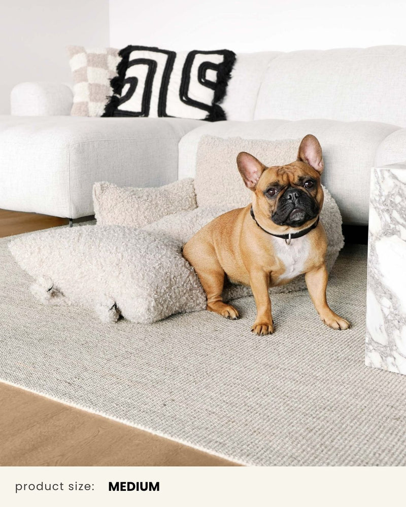 Beige Teddy Travel Car Dog Bed