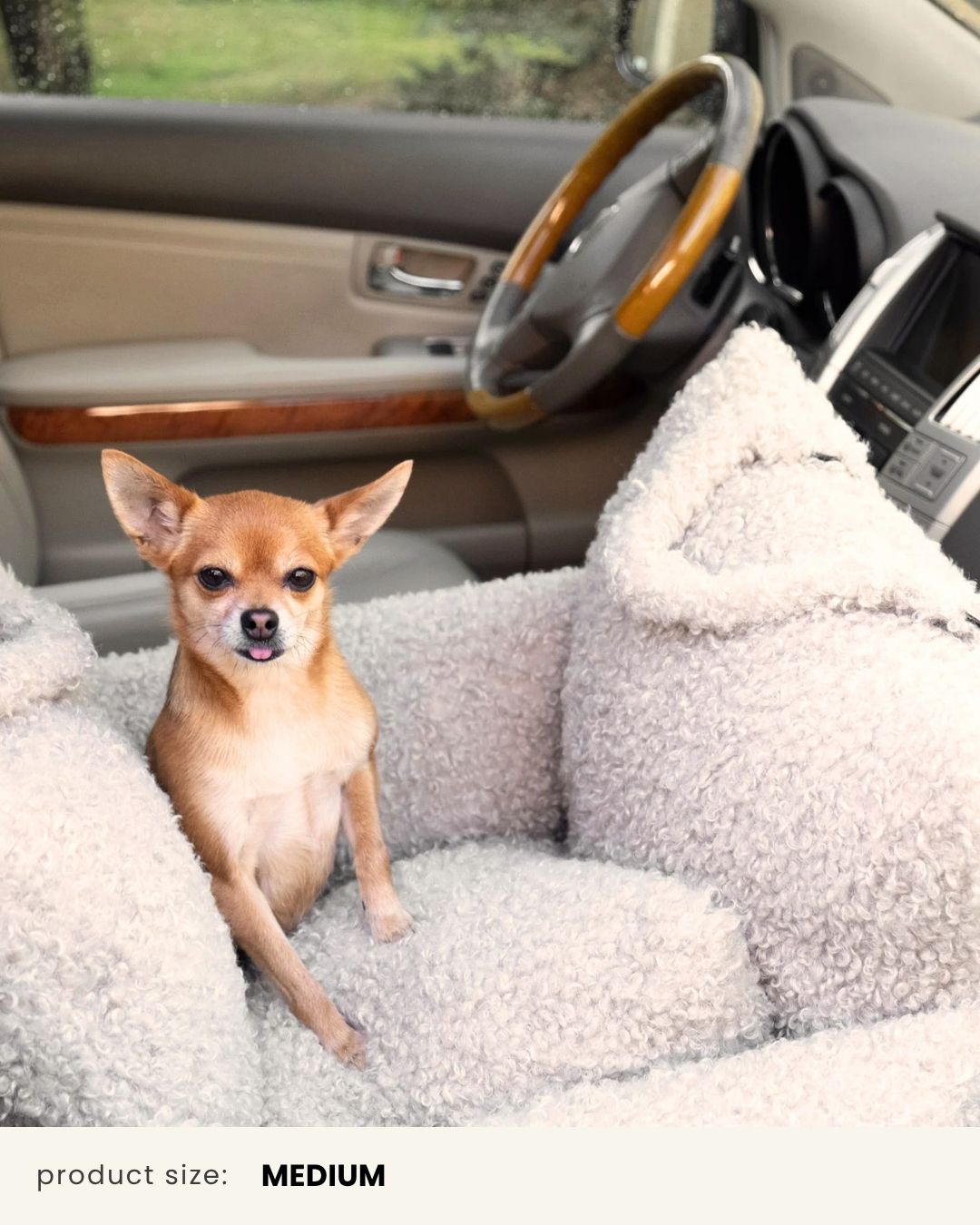 Beige Teddy Car Dog Bed