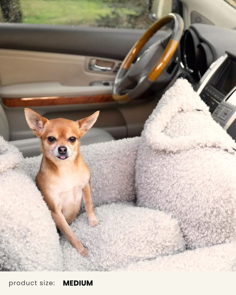 Beige Teddy Travel Car Dog Bed