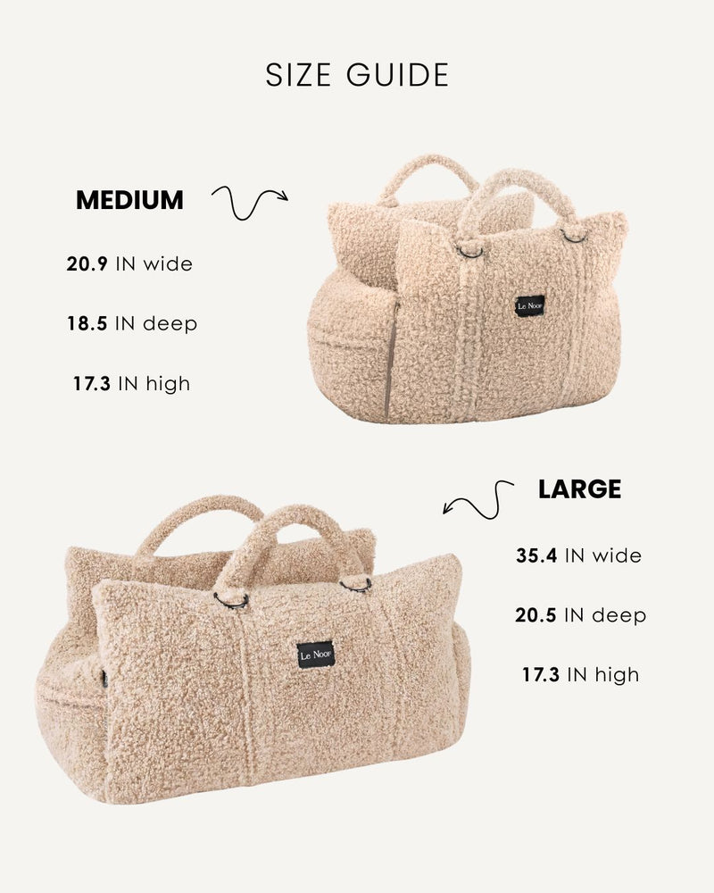 Beige Teddy Travel Car Dog Bed