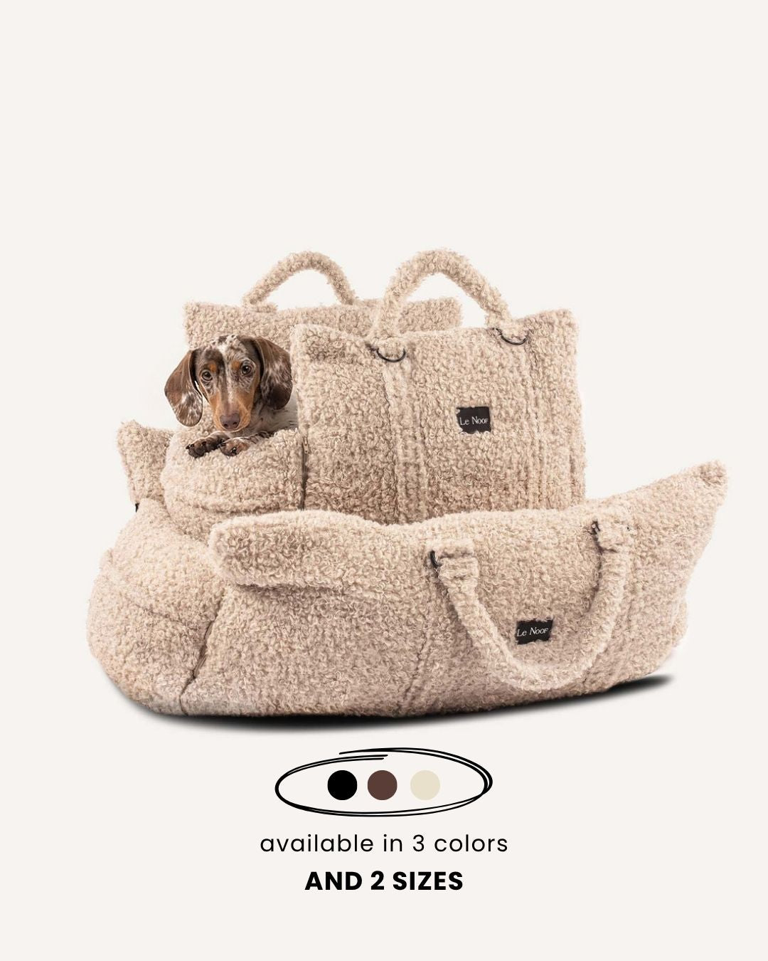 Beige Teddy Travel Car Dog Bed