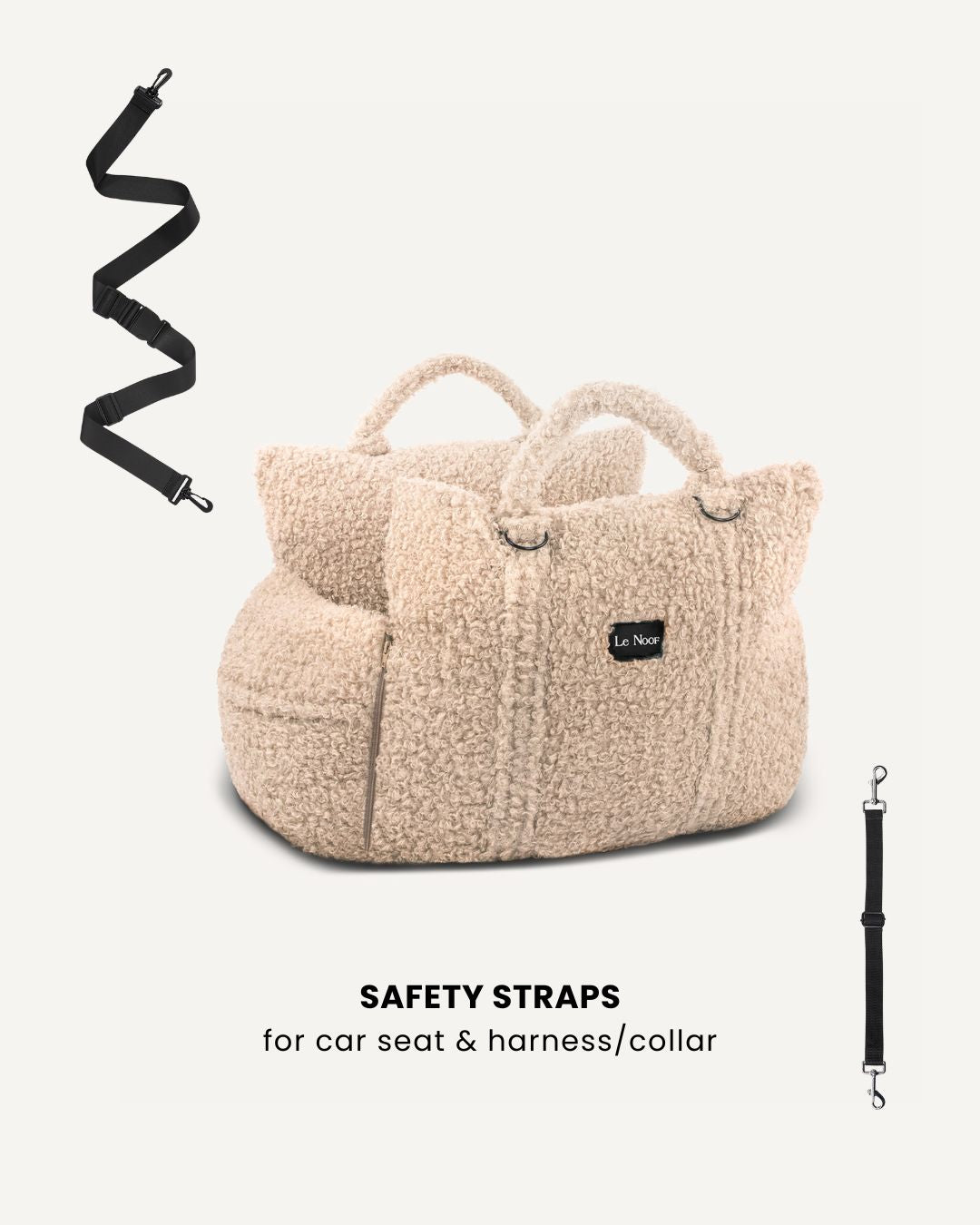 Beige Teddy Travel Car Dog Bed