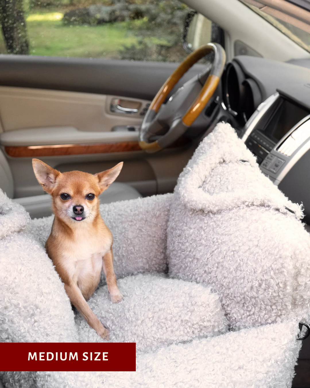 Beige Teddy Car Dog Bed