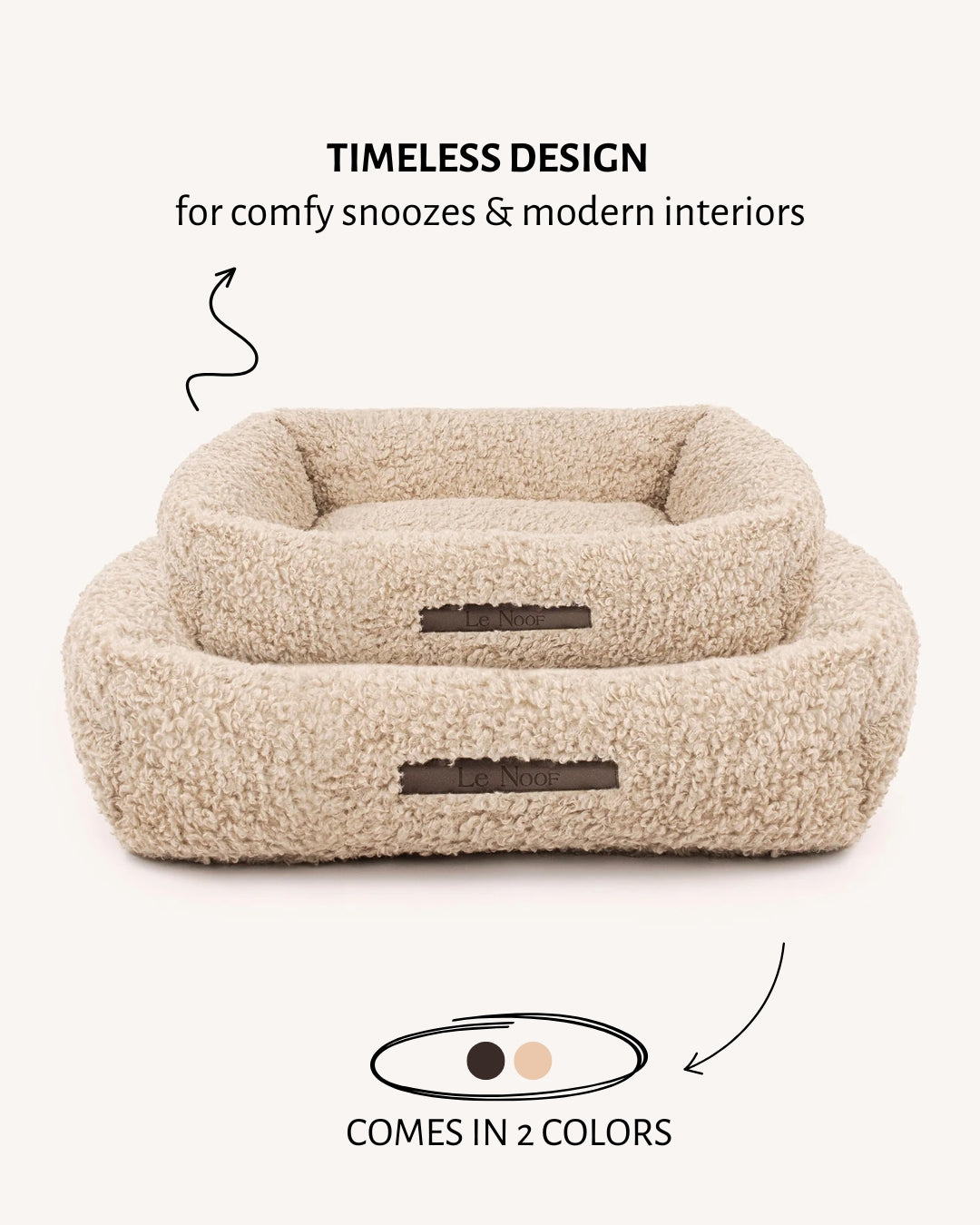 Beige cozy teddy sofa dog bed, Le Noof