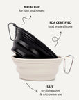 Black & Off White travel dog bowls with carabines