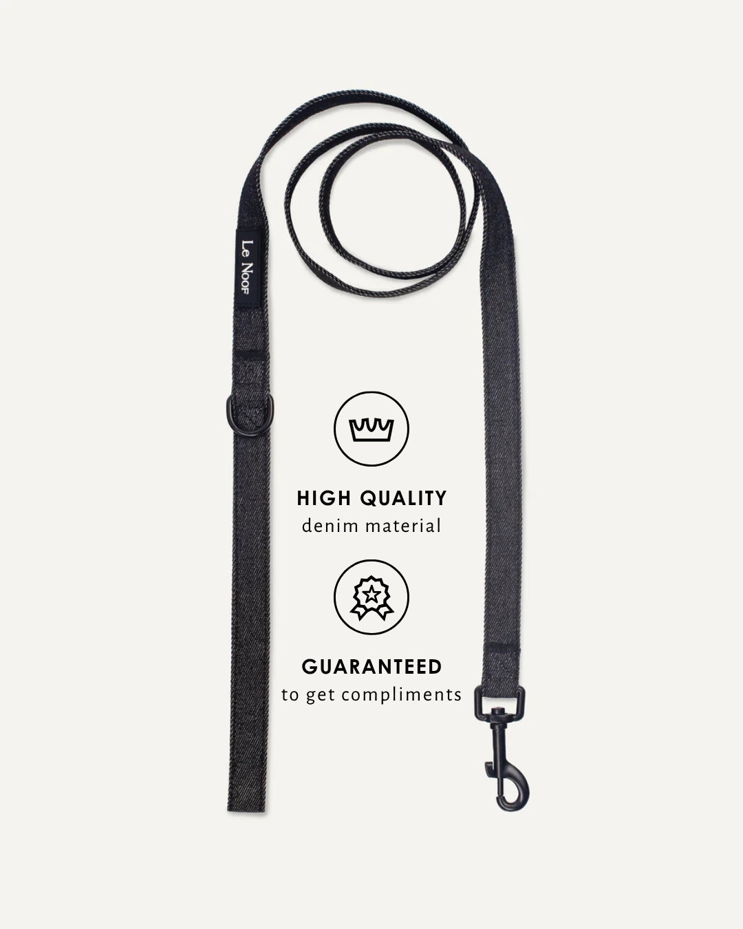 Black denim dog leash, Le Noof