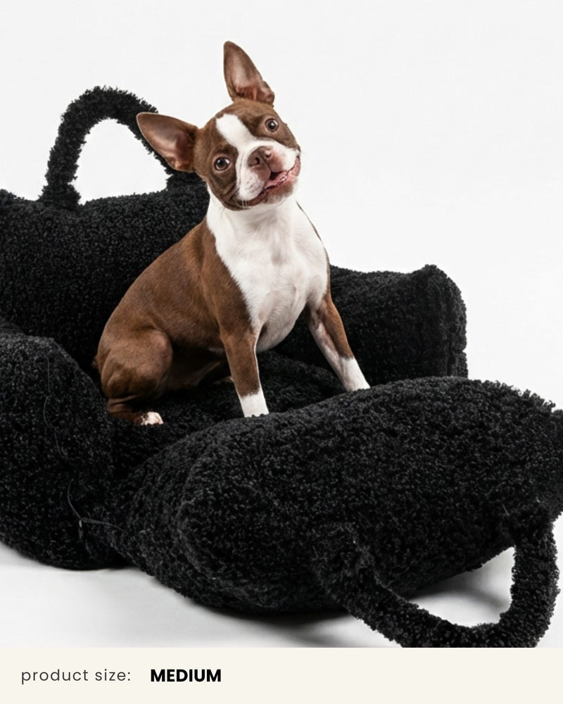 Black Teddy Travel Car Dog Bed