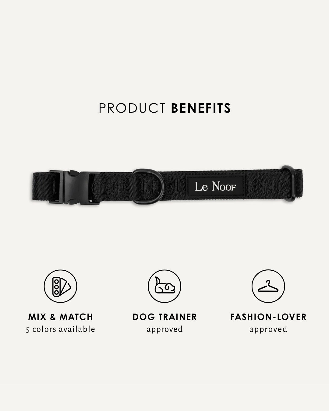 Black jacquard dog collar, Le Noof