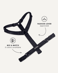Black jacquard step-in dog harness, Le Noof