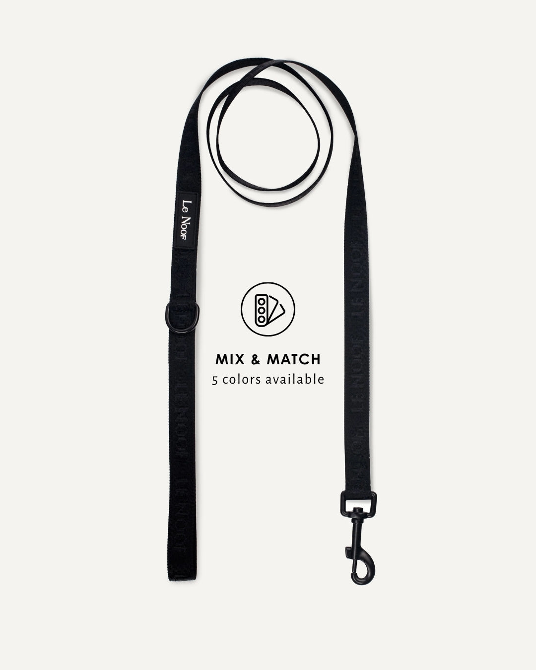 Black jacquard dog leash, Le Noof