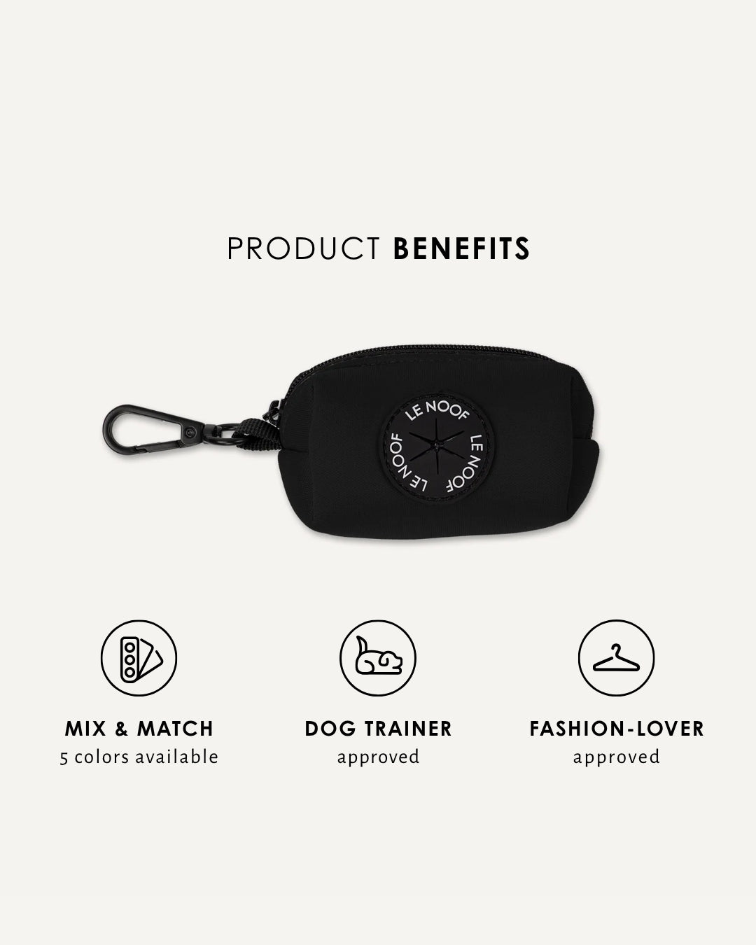 Black jacquard dog poop bag holder, Le Noof