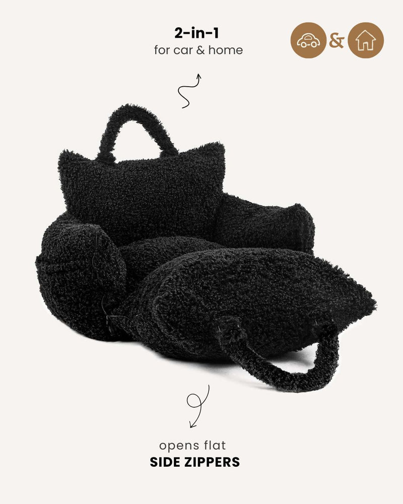 Black Teddy Travel Car Dog Bed