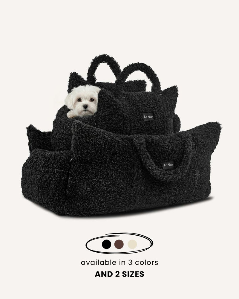 Black Teddy Travel Car Dog Bed