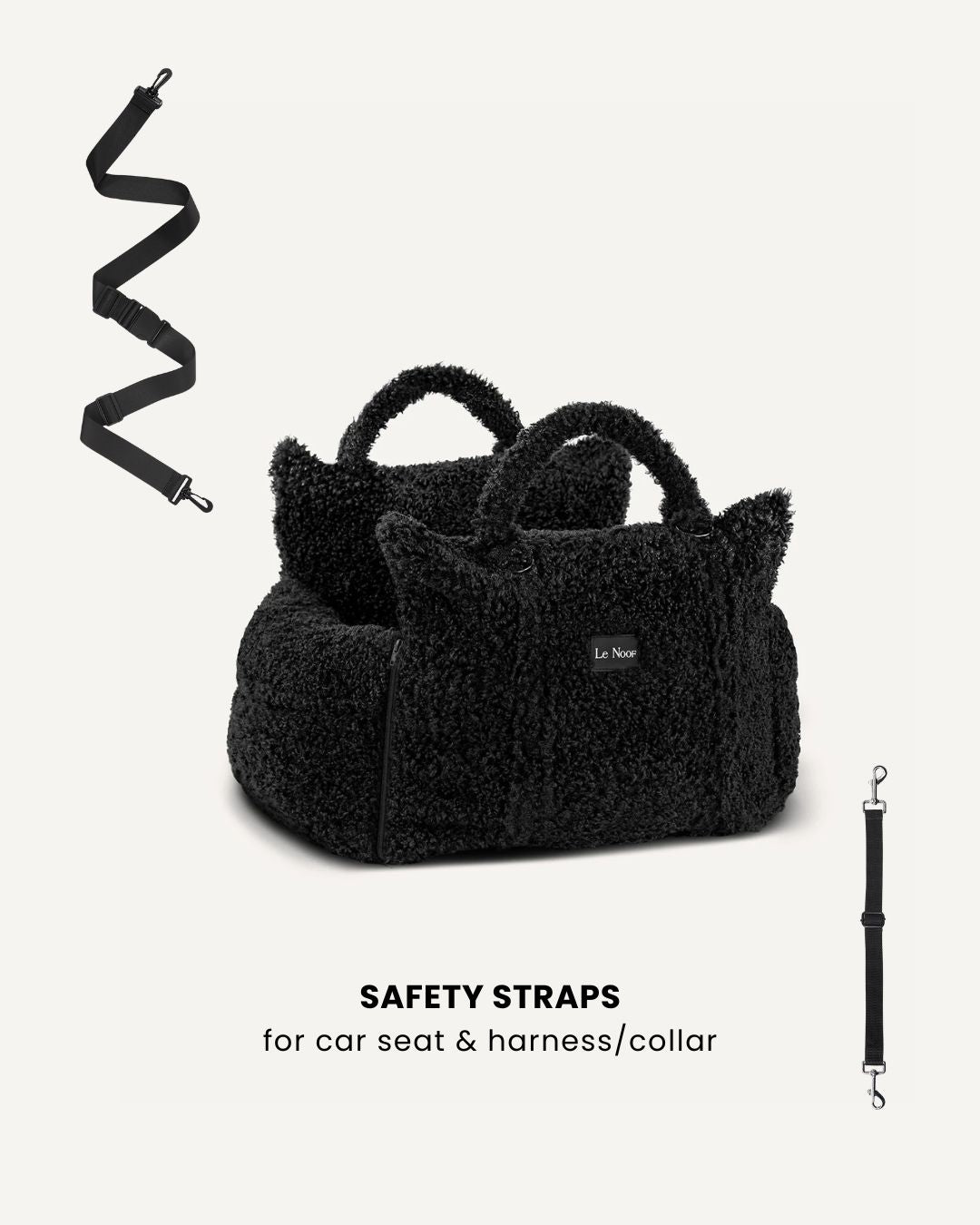 Black Teddy Travel Car Dog Bed