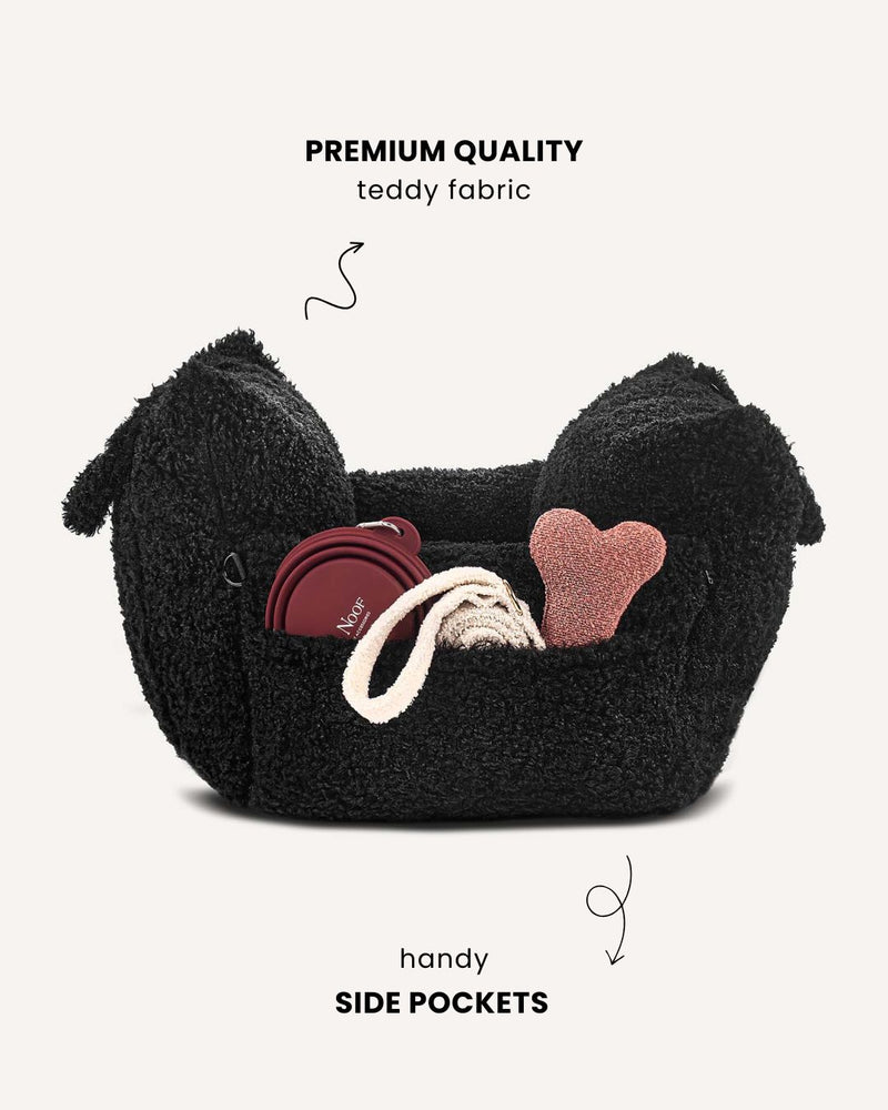Black Teddy Travel Car Dog Bed
