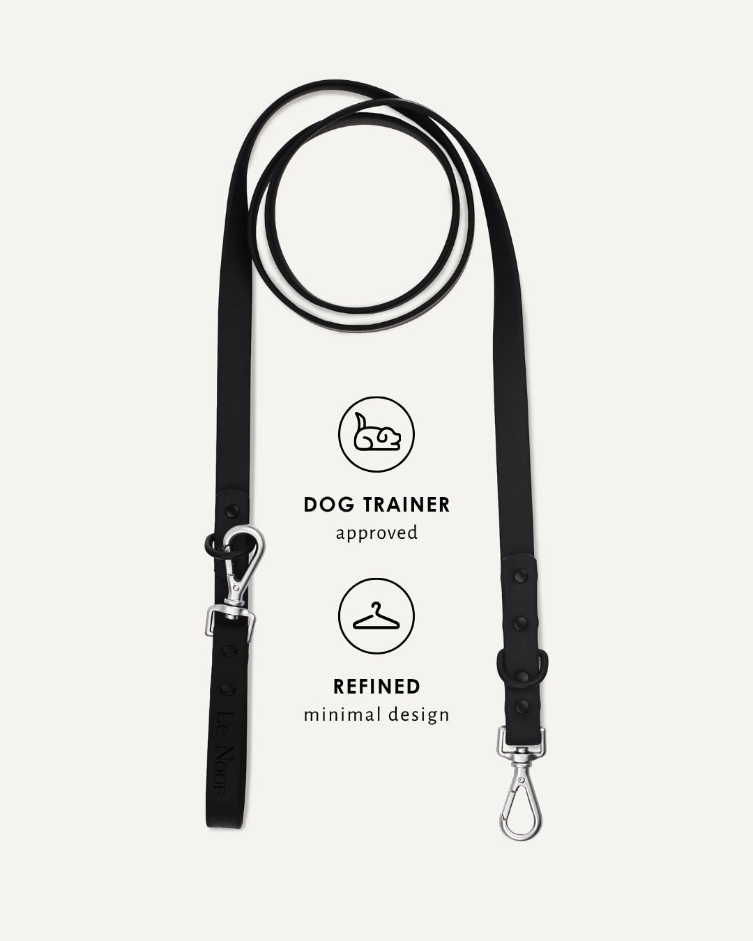 Black waterproof dog leash, Le Noof