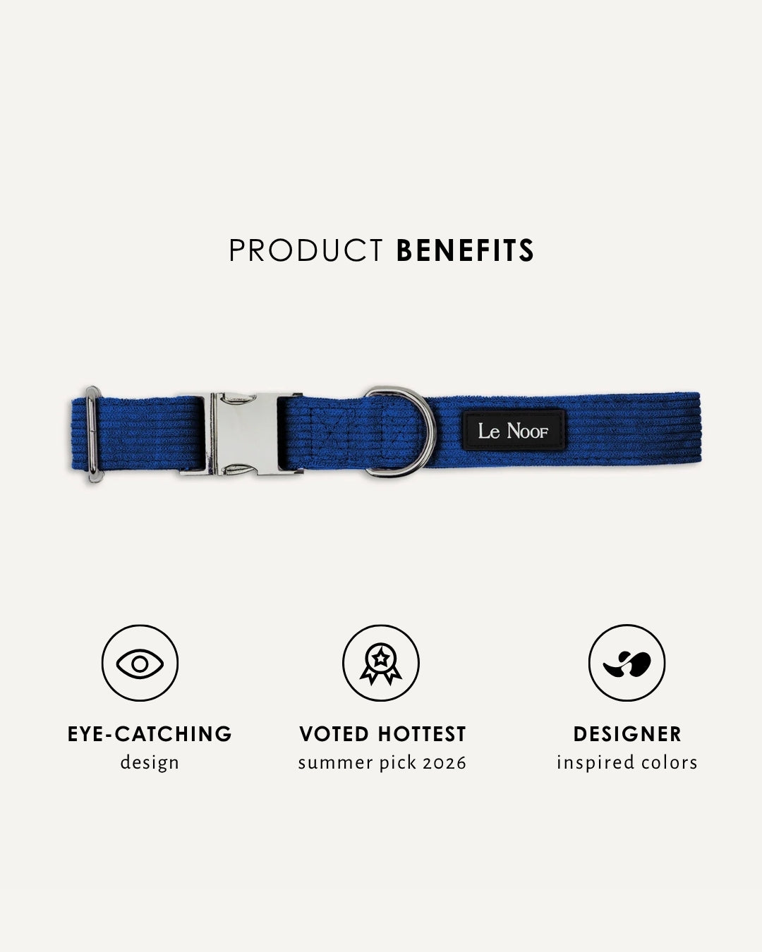 Blue corduroy dog collar, Le Noof