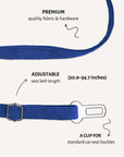 Blue corduroy dog seatbelt, Le Noof