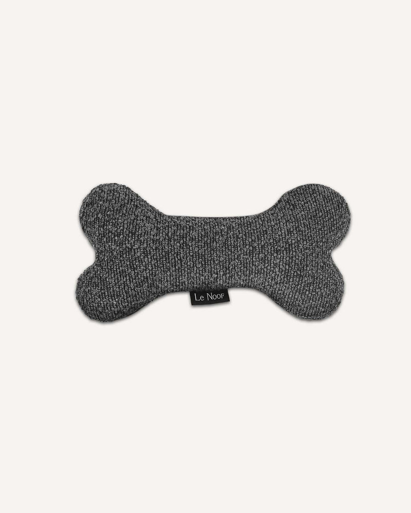 Grey boucle bone dog toy