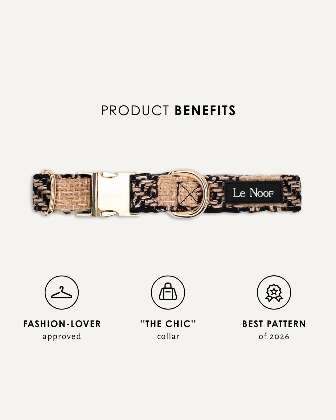 Brown checkered dog collar, Le Noof