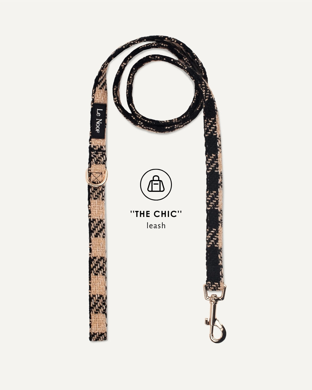 Brown checkered dog leash, Le Noof