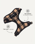 Brown checkered no-pull dog harness, Le Noof