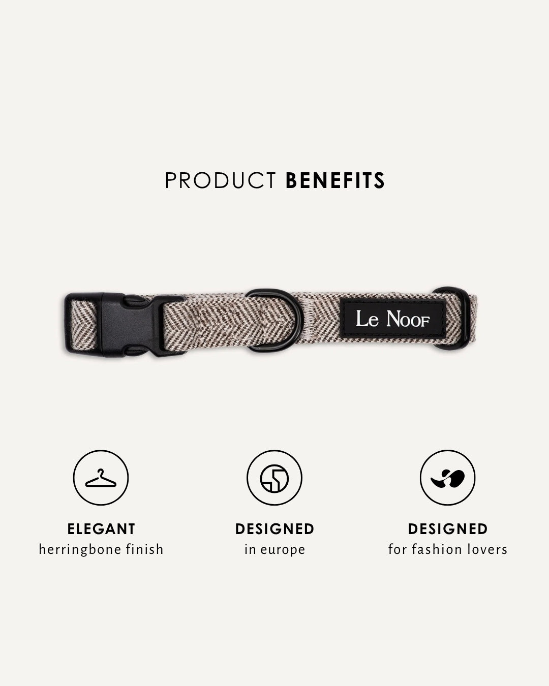 Brown herringbone dog collar, Le Noof