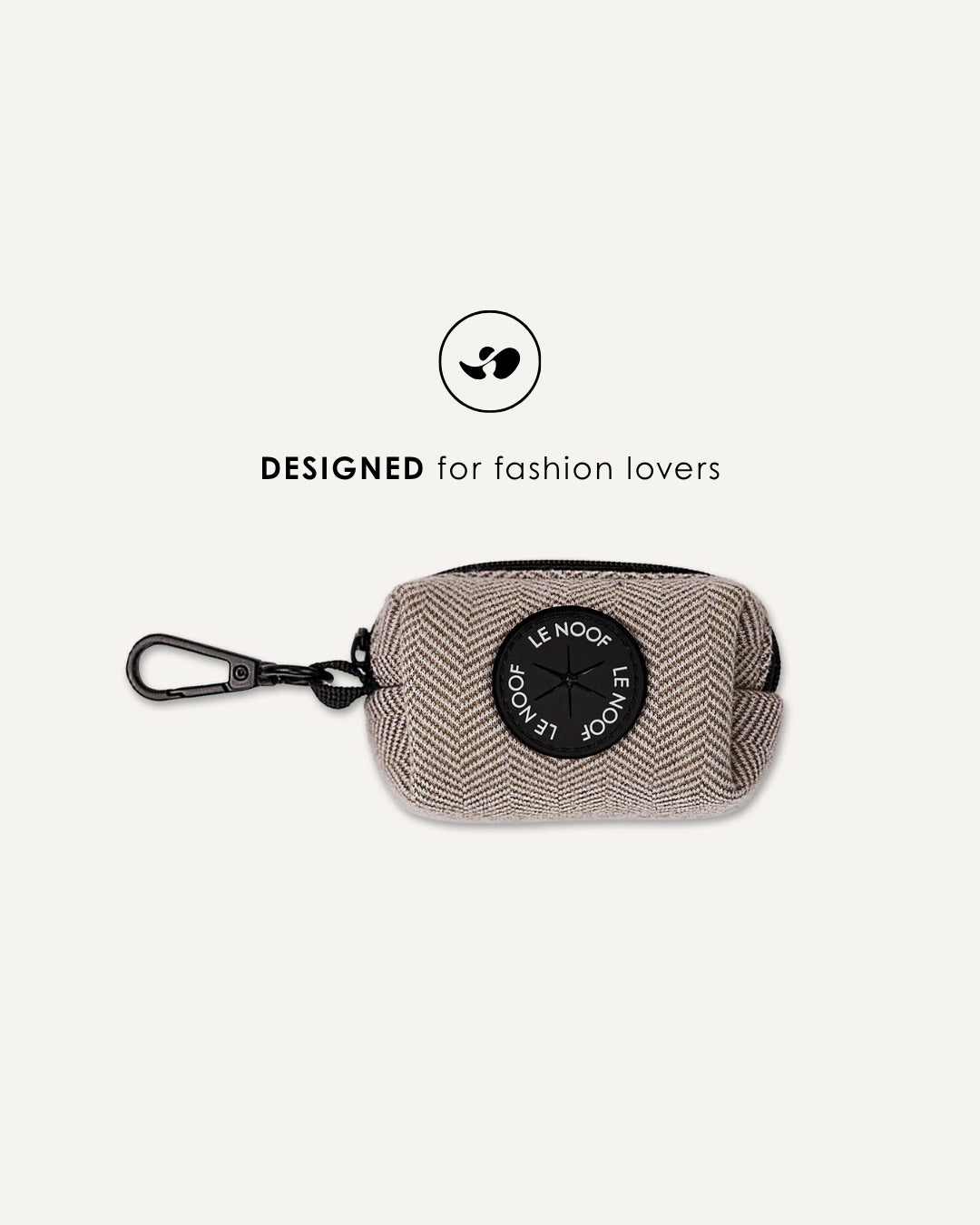 Brown herringbone dog poop bag holder, Le Noof