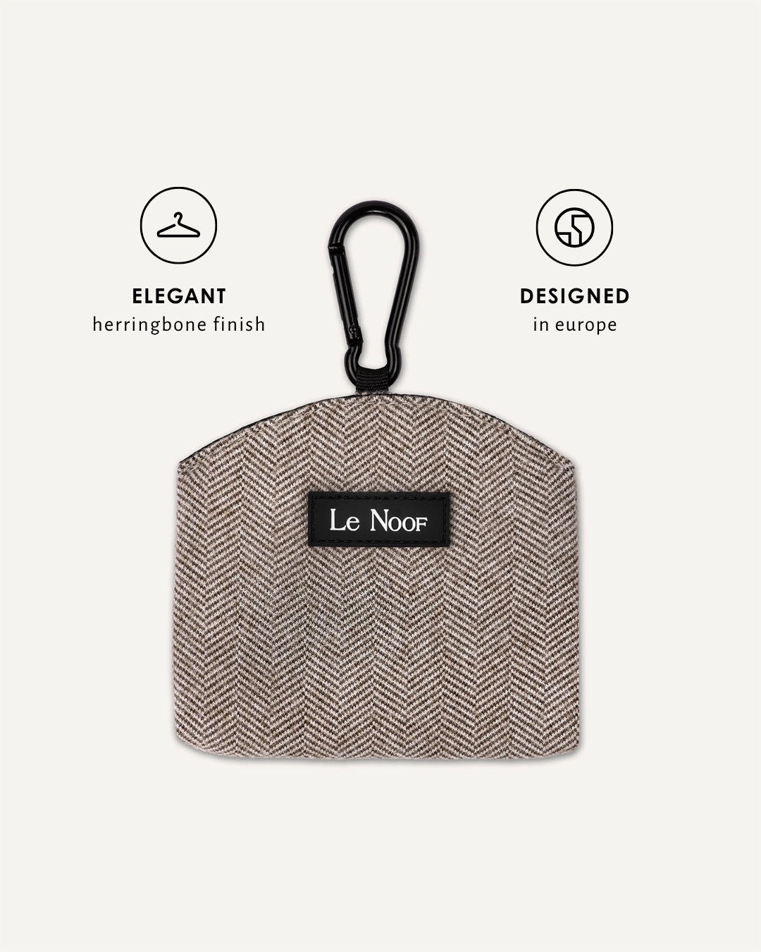 Brown herringbone dog treat pouch, Le Noof
