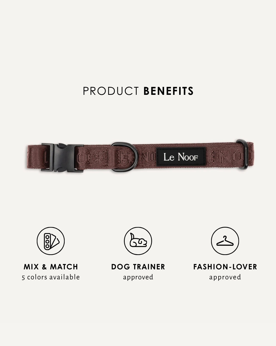 Brown jacquard dog collar, Le Noof