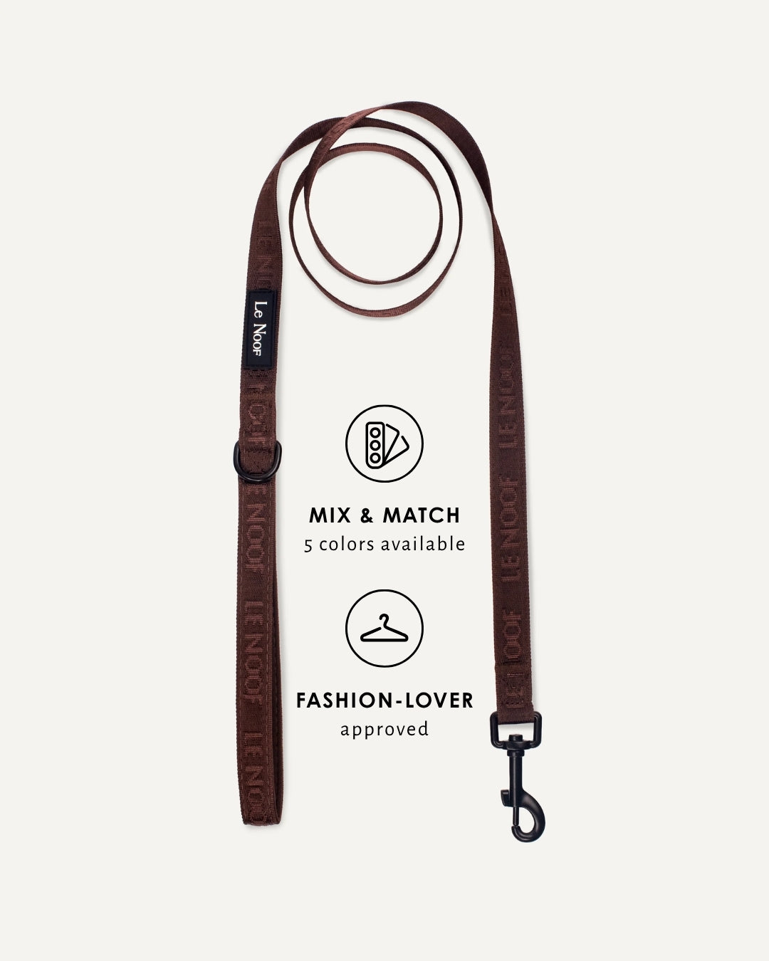 Brown jacquard dog leash, Le Noof