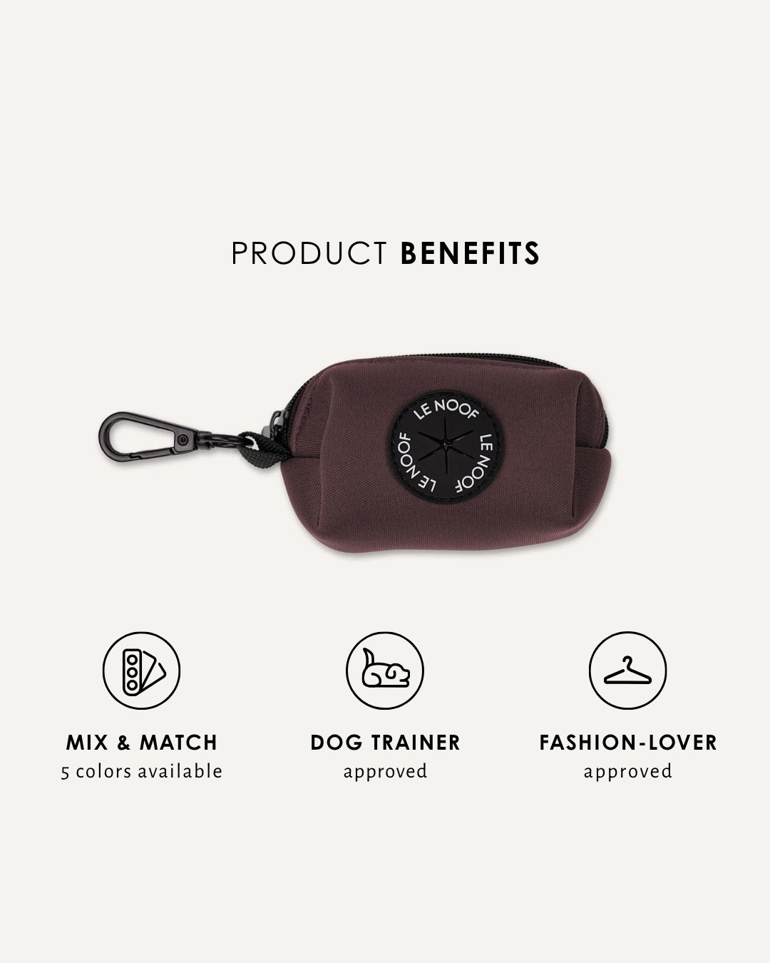 Brown jacquard dog poop bag holder, Le Noof