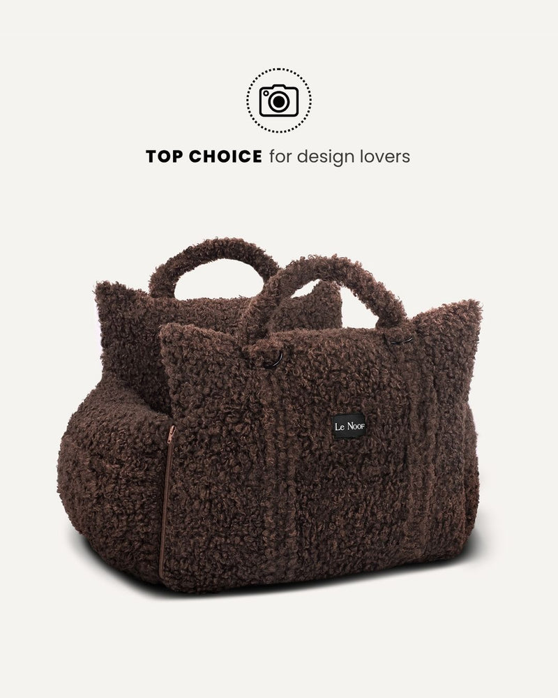 Brown Teddy Travel Car Dog Bed