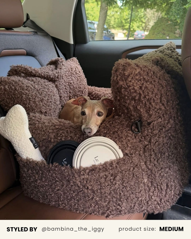 Brown Teddy Travel Car Dog Bed
