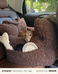 Brown Teddy Travel Car Dog Bed