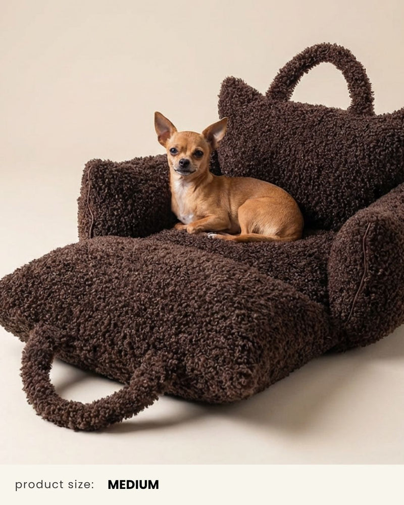 Brown Teddy Travel Car Dog Bed