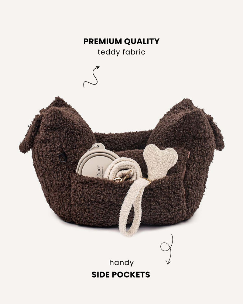 Brown Teddy Travel Car Dog Bed