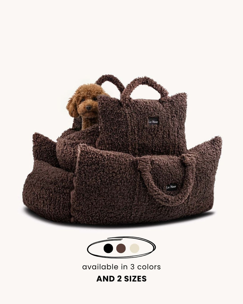 Brown Teddy Travel Car Dog Bed