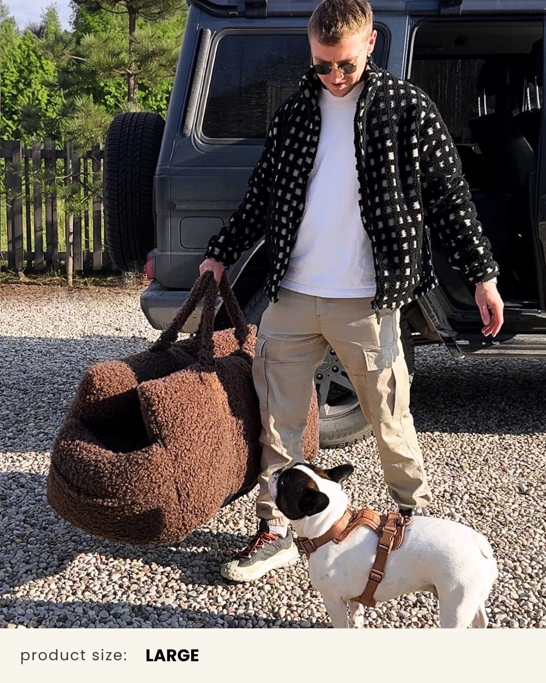 Brown Teddy Travel Car Dog Bed