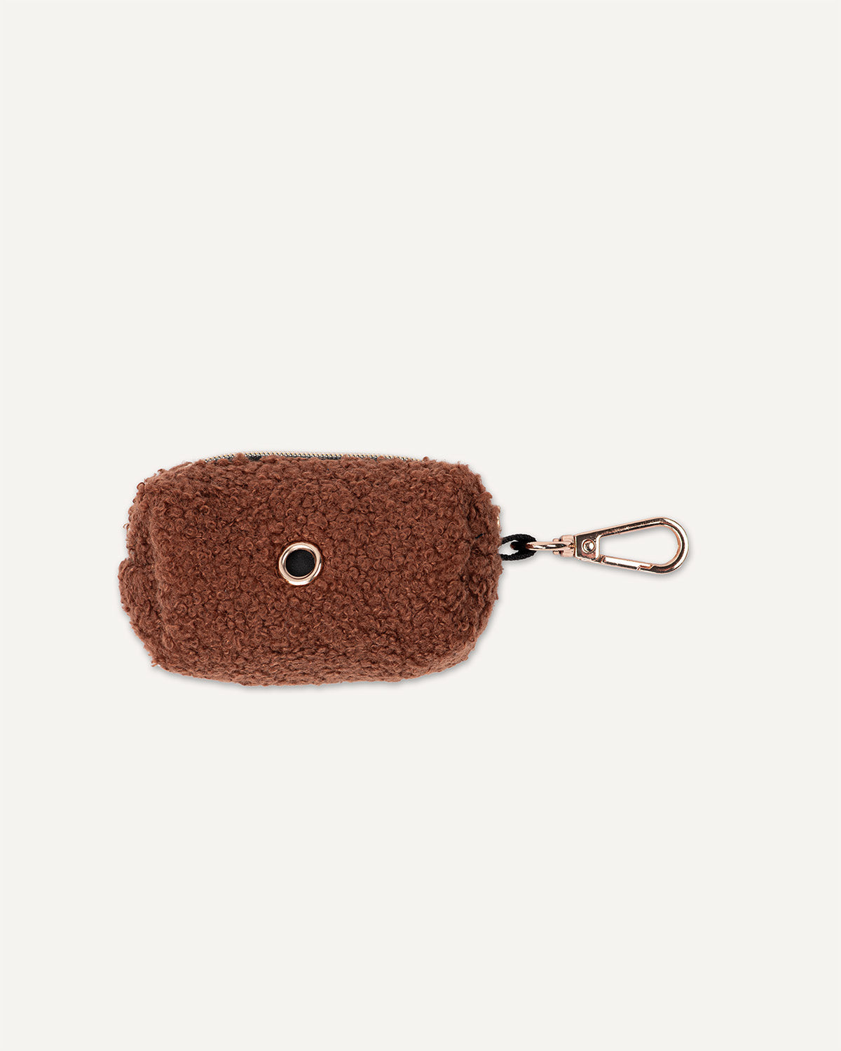 brown teddy dog poop bag holder back view
