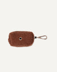 brown teddy dog poop bag holder back view