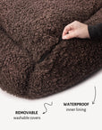 Brown plush teddy sofa dog bed, Le Noof