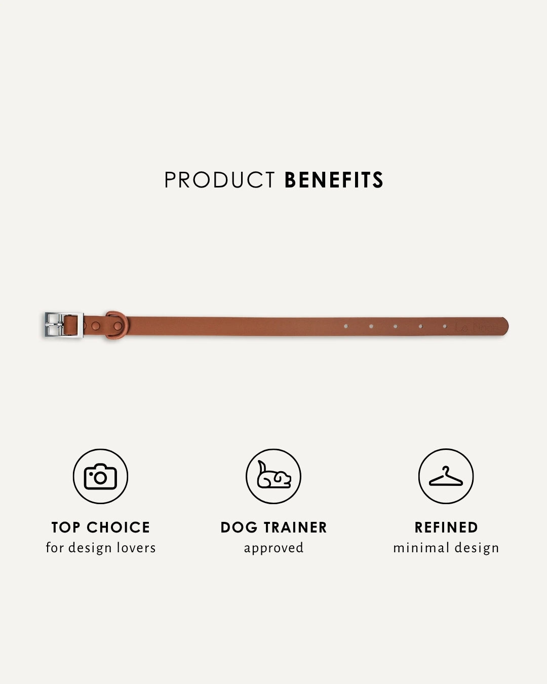 Brown waterproof dog collar, Le Noof