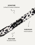 Cow print dog collar close-up, Le Noof