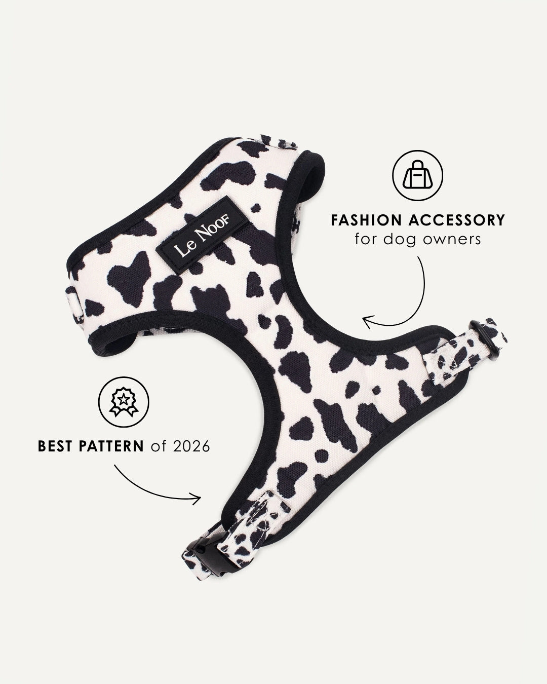 Cow print dog harness, Le Noof