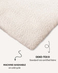Cream white boucle floor dog pillow close-up, Le Noof