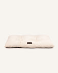 Cream white Boucle Dog Pillow bed on white background