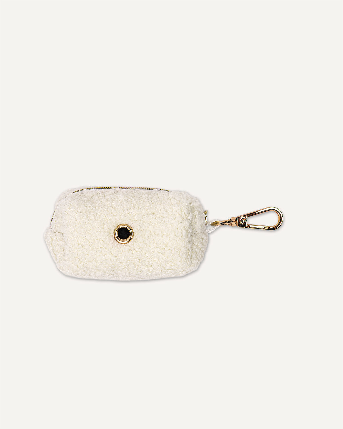 cream white teddy og poop bag holder back view